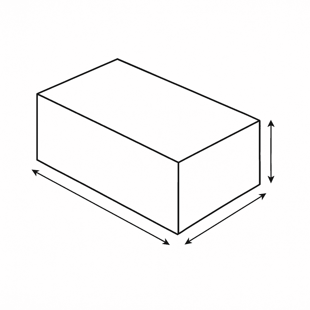Diagram showing how to measure length, width, and depth of a corrugated box