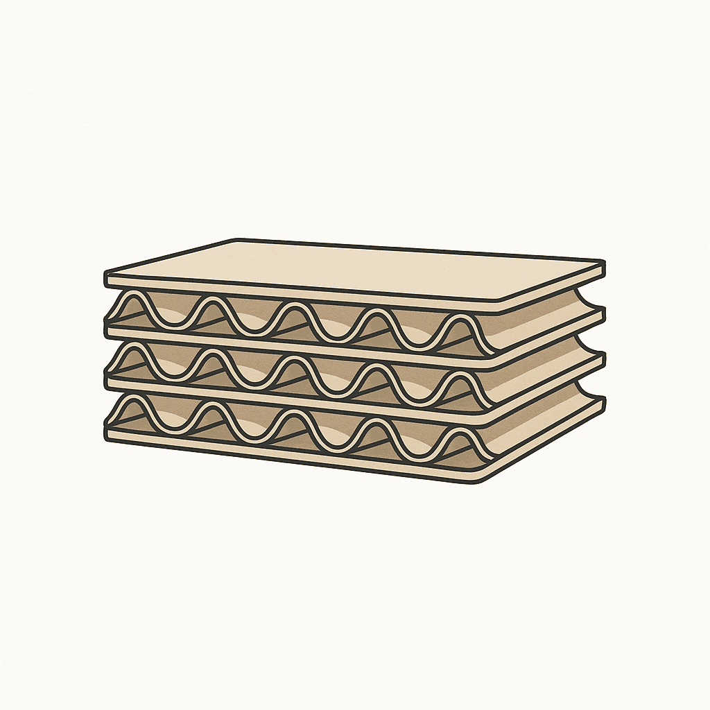 Cross-section of triple-wall corrugated board